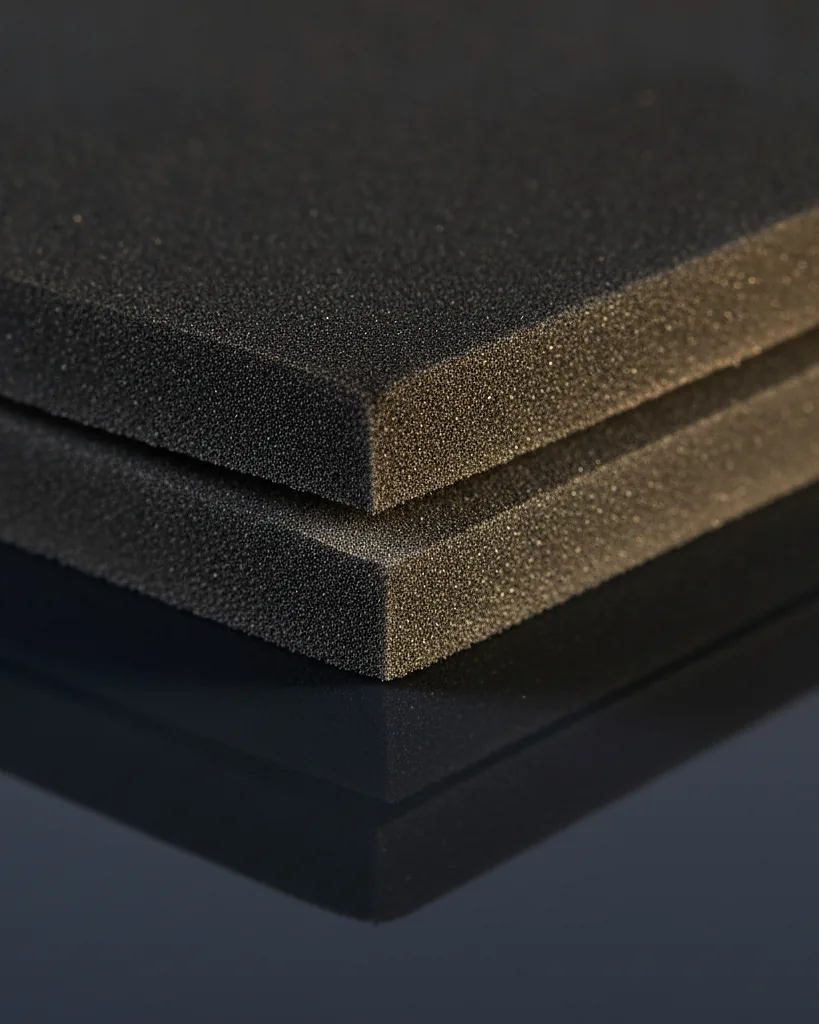 Custom foam insert, close-up of the edge, surface texture and finish